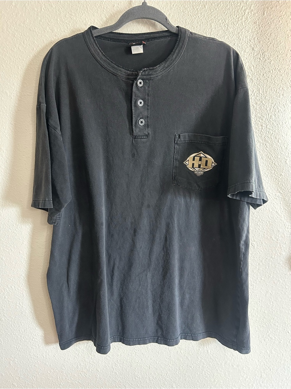 Vintage Y2K Harley Davidson Bear Montana Henley Pocket Tshirt Mens Size XL